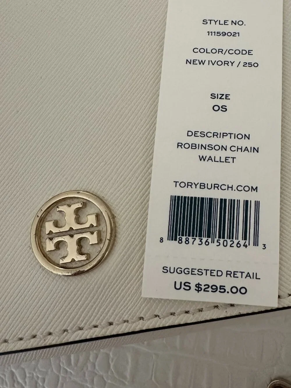 Tory Burch Robinson Chain Wallet Ivory